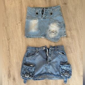 Denim Mini Skirts - Light & Medium Blue Set